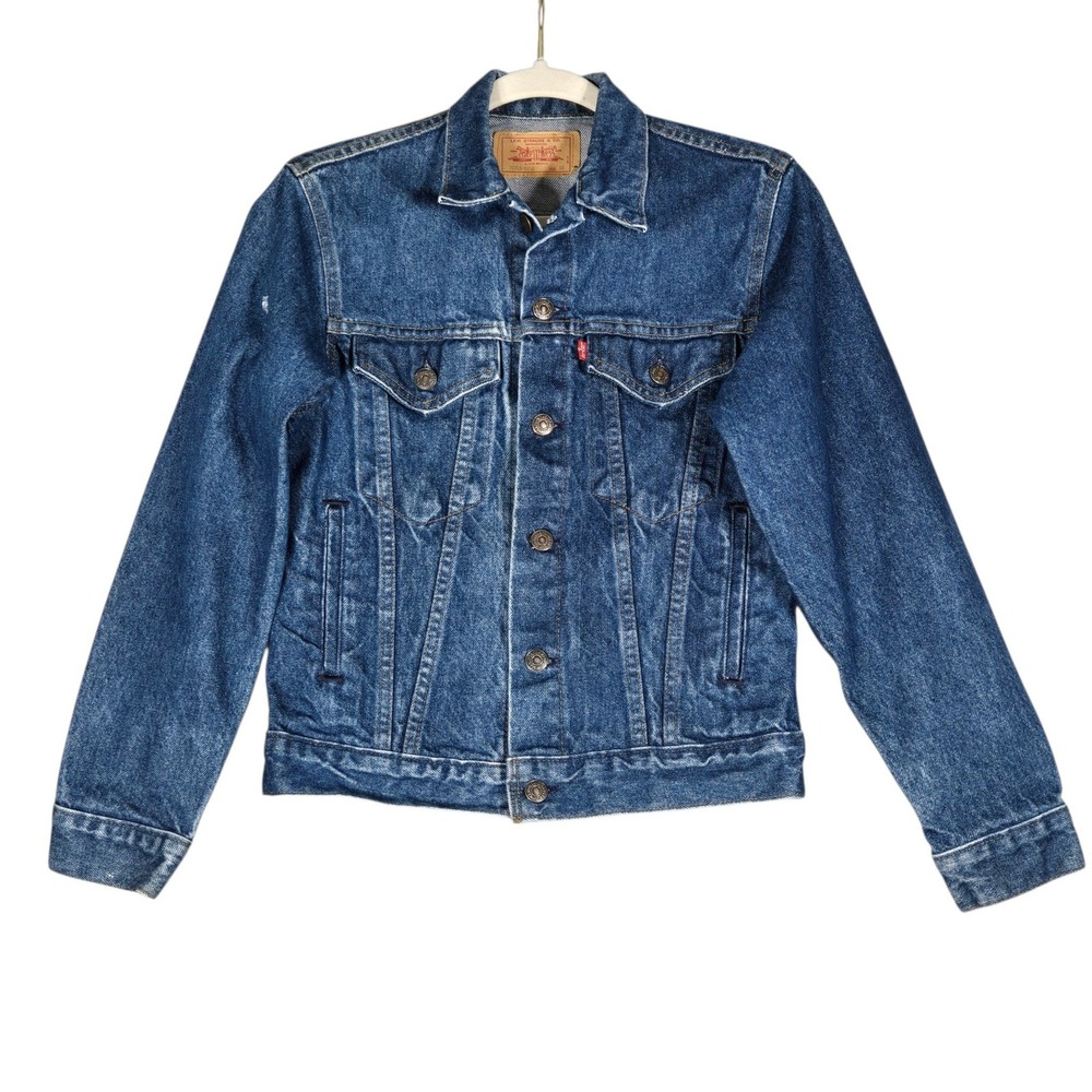 Levis Vintage 80s 70706 Denim Trucker Jacket Kids 16 Blue Cotton Made in USA